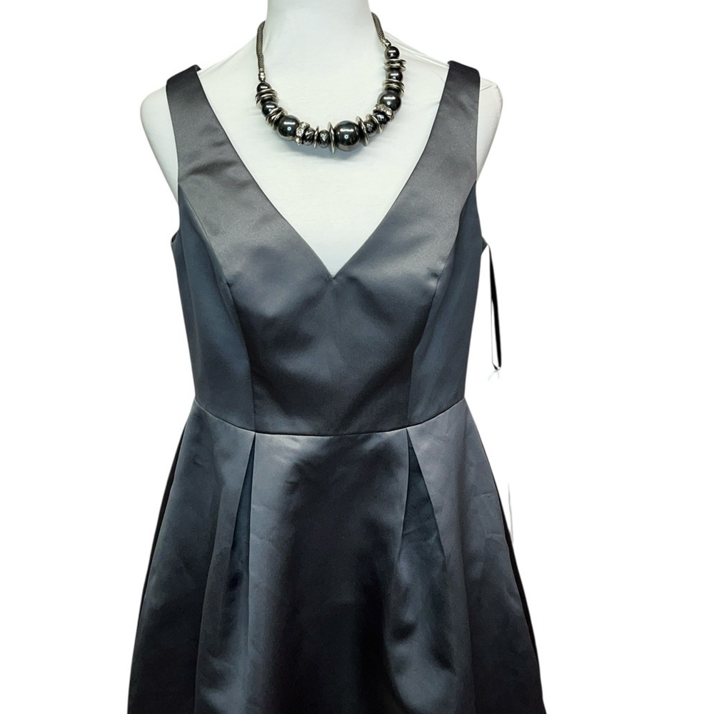 Sorella Vita Elegant Satin Cocktail Dress Pewter - Picture 2 of 6